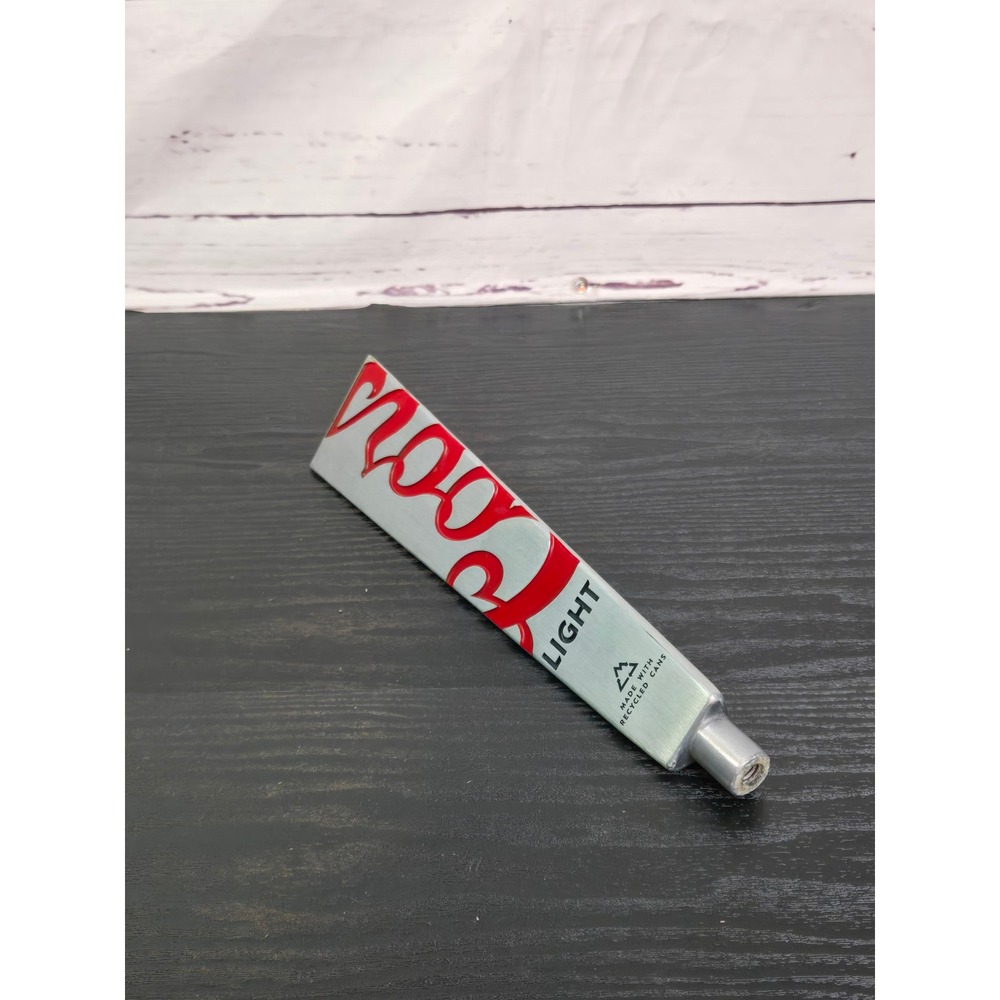 Coors Light Beer Tap Handle‎ Recycled Aluminum Silver Red Script Triangular Logo